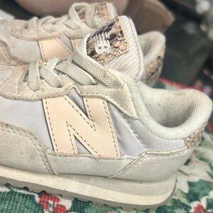 New Balance Kids' Cream and Tan Sneakers